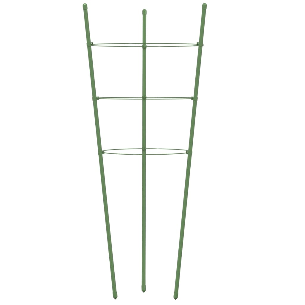 vidaXL Supporti Piante da Giardino con 3 Anelli 5pz Verde 60cm Acciaio