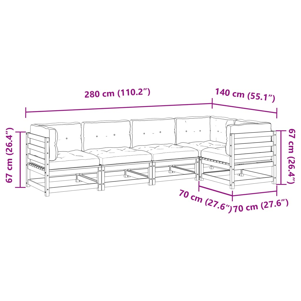 vidaXL Set Divani Giardino 5 pz Cuscini Legno Massello Abete Douglas