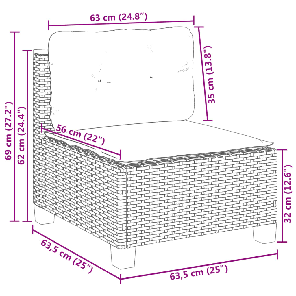 vidaXL Set Divano da Giardino 10 pz con Cuscini Grigio in Polyrattan