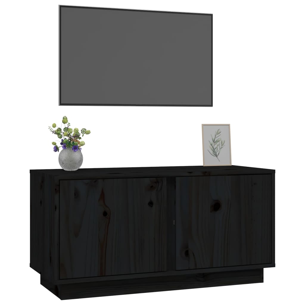 vidaXL Mobile Porta TV Nera 80x35x40,5 cm in Legno Massello di Pino