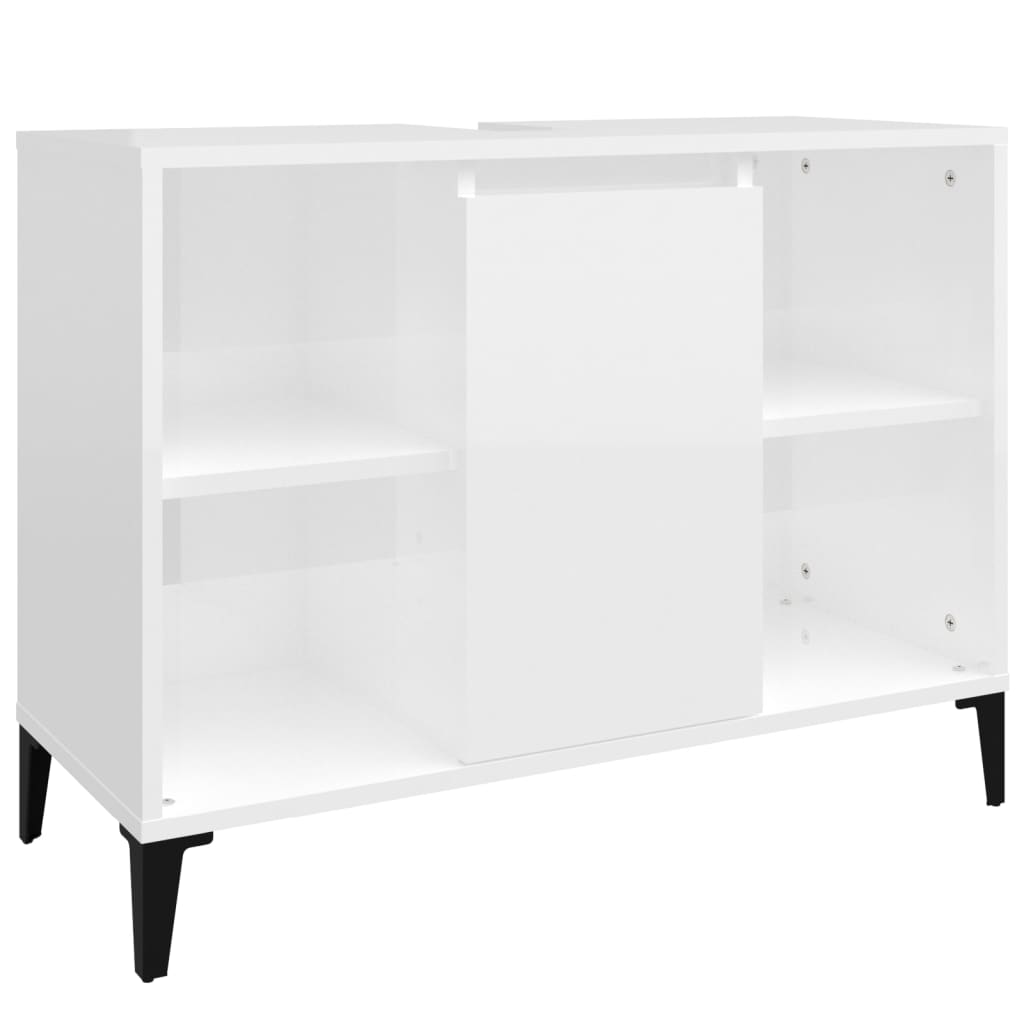 vidaXL Mobile Lavabo Bianco Lucido 80x33x60 cm in Legno Multistrato