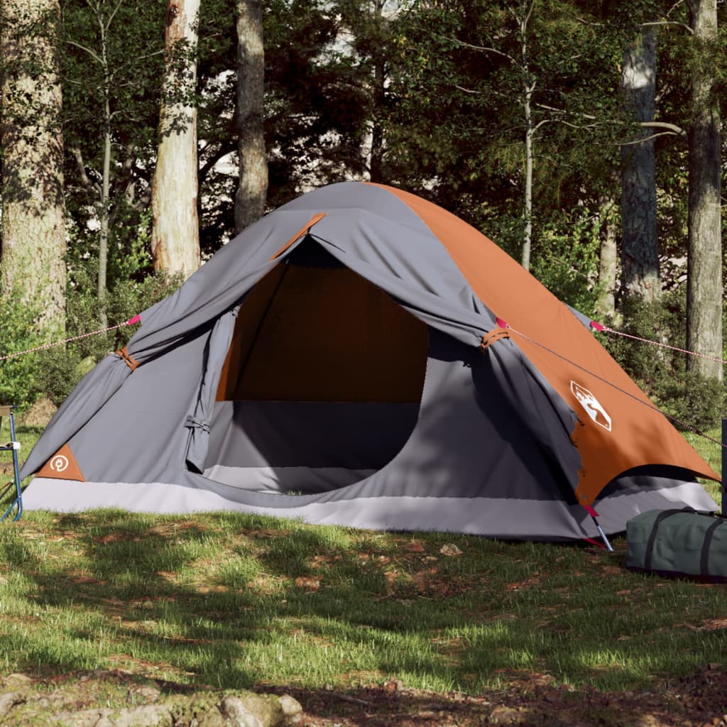 vidaXL Tenda da Campeggio a Cupola 2 Persone Grigio e Arancione