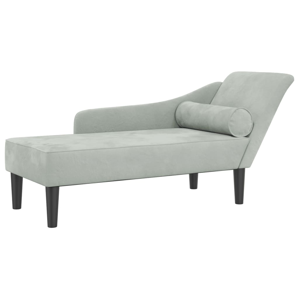 vidaXL Chaise Longue con Cuscini Grigio Chiaro in Velluto