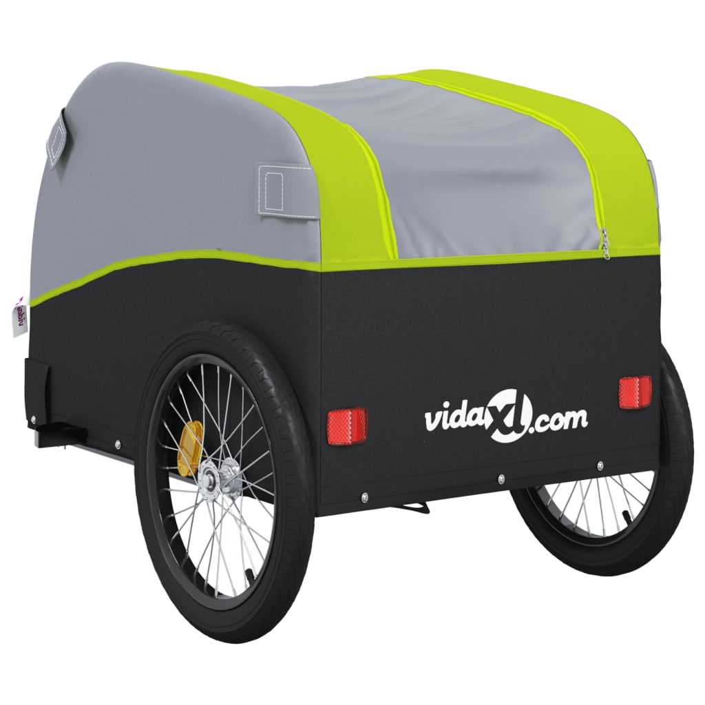 vidaXL Rimorchio da Bici Nero e Verde 45 kg in Ferro