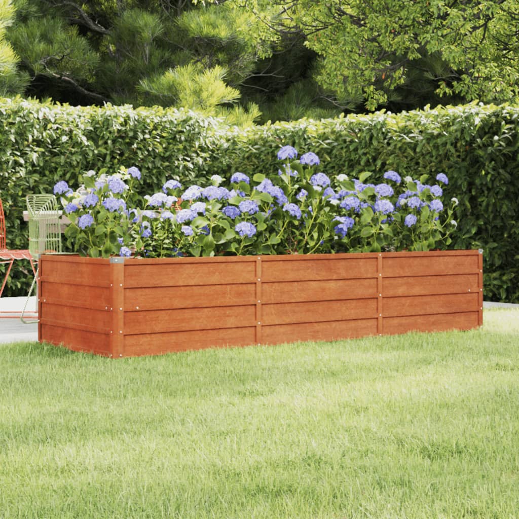 vidaXL Letto Rialzato da Giardino Ruggine 240x80x45 cm Acciaio Corten