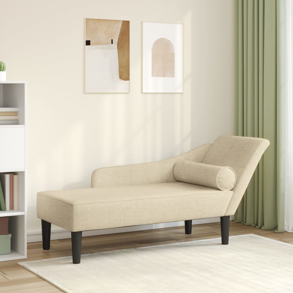 vidaXL Chaise Longue con Cuscini Crema in Tessuto