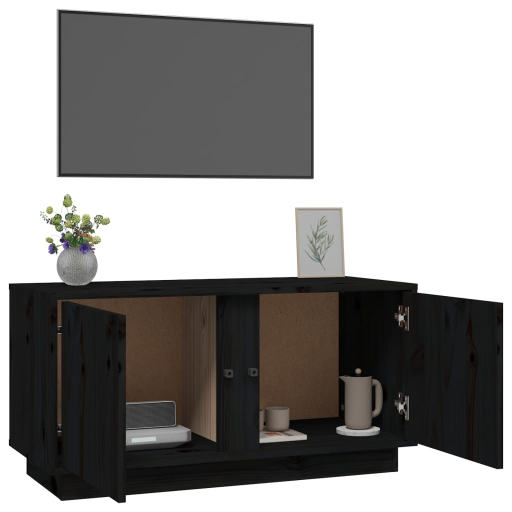 vidaXL Mobile Porta TV Nera 80x35x40,5 cm in Legno Massello di Pino