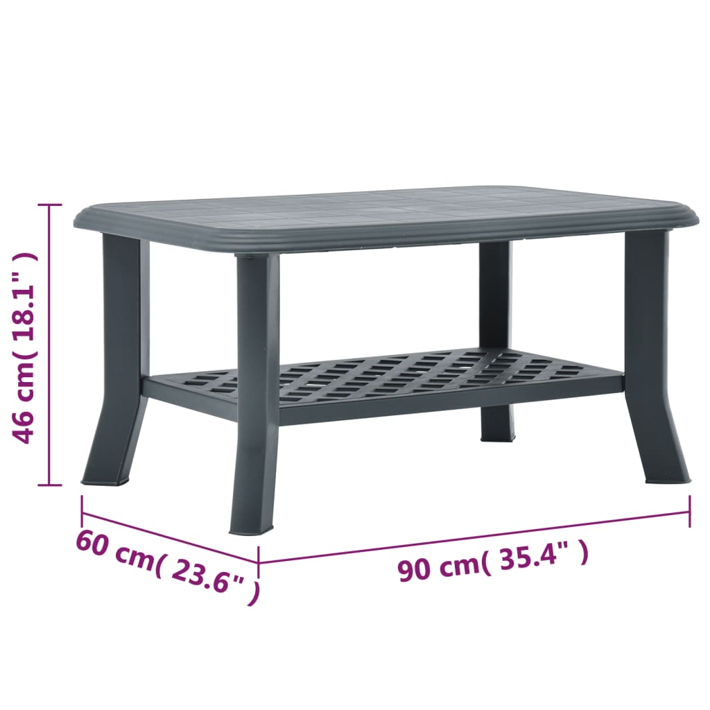 vidaXL Tavolino da Salotto Verde 90x60x46 cm in Plastica