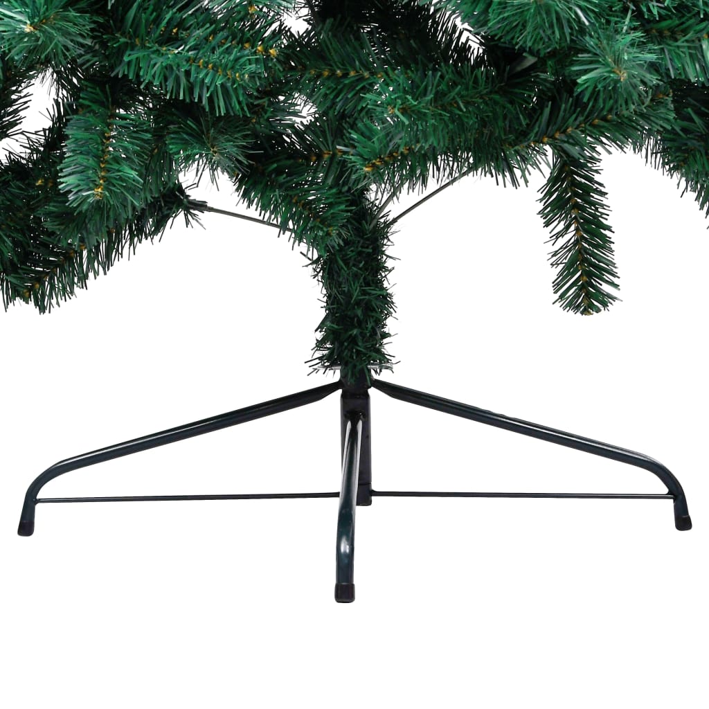 vidaXL Albero di Natale a Metà Preilluminato con Palline Verde 210 cm