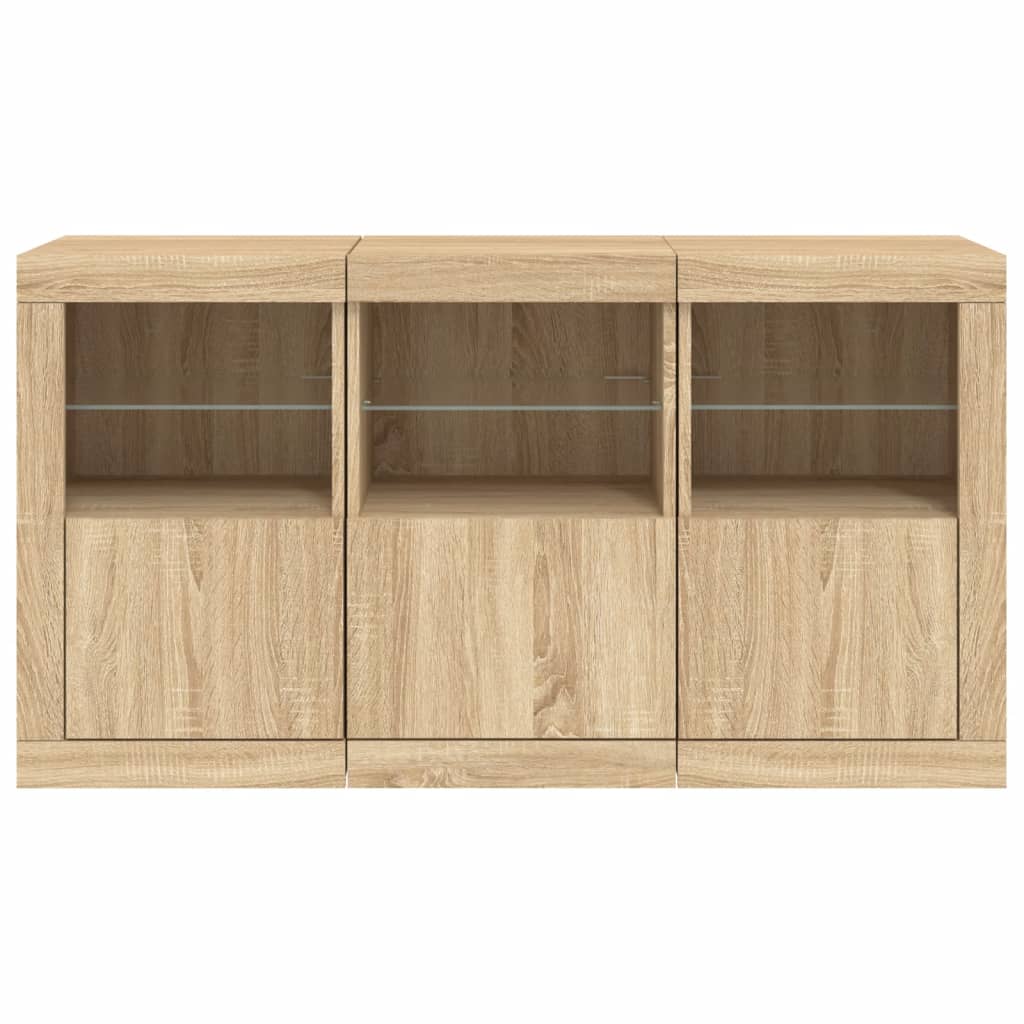 vidaXL Credenza con Luci LED Rovere Sonoma 123x37x67 cm