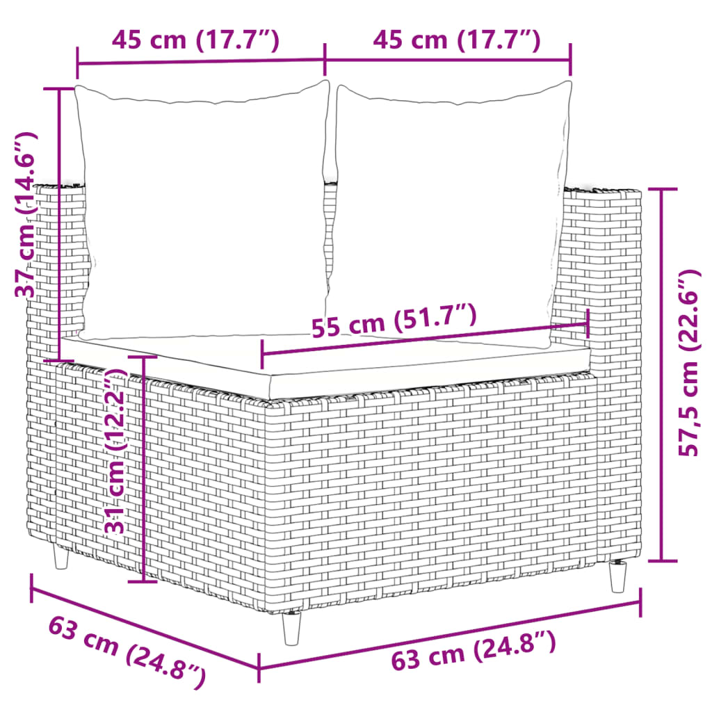 vidaXL Set Divani da Giardino 7 pz con Cuscini Grigio in Polyrattan