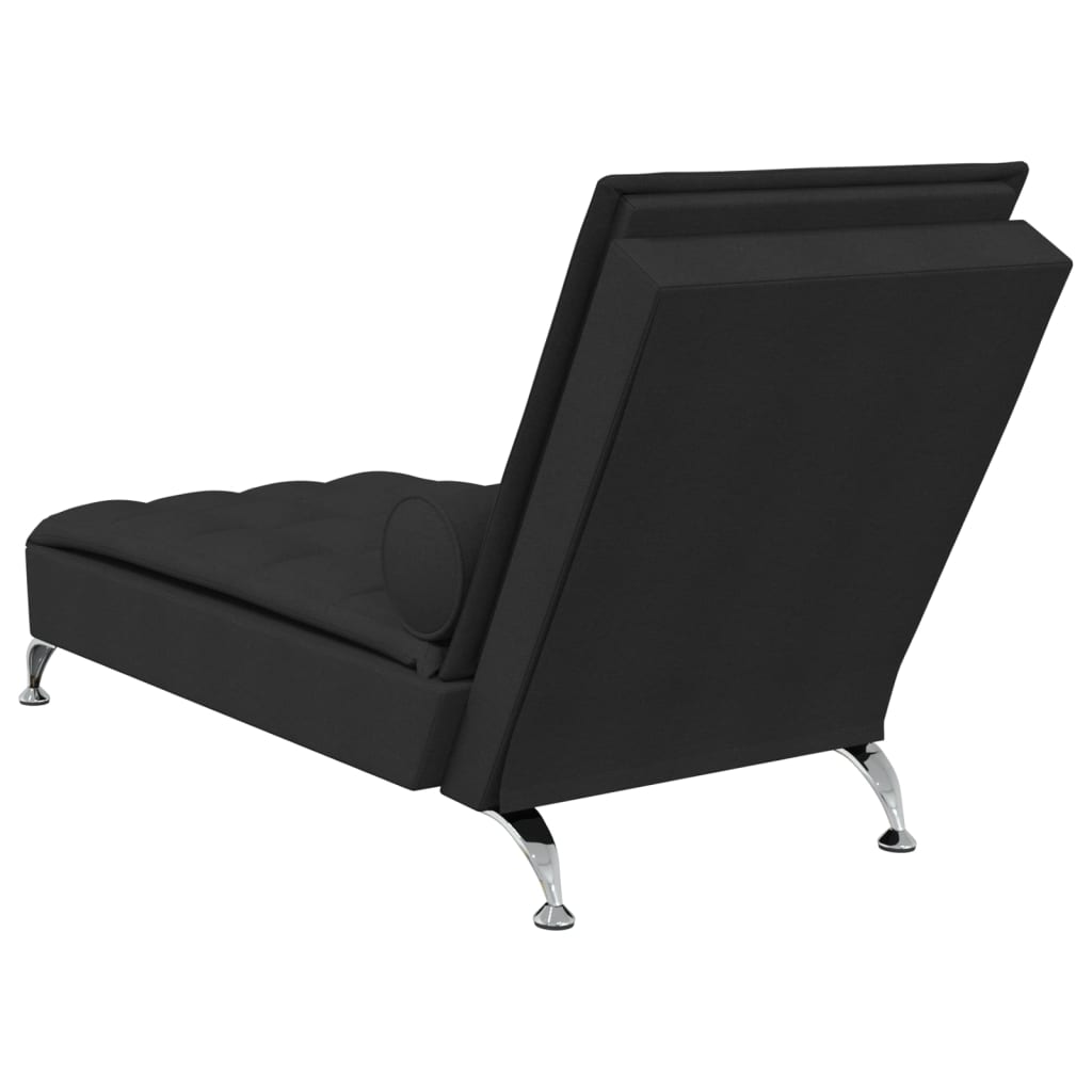 vidaXL Chaise Longue Massaggi con Capezzale Nero in Tessuto