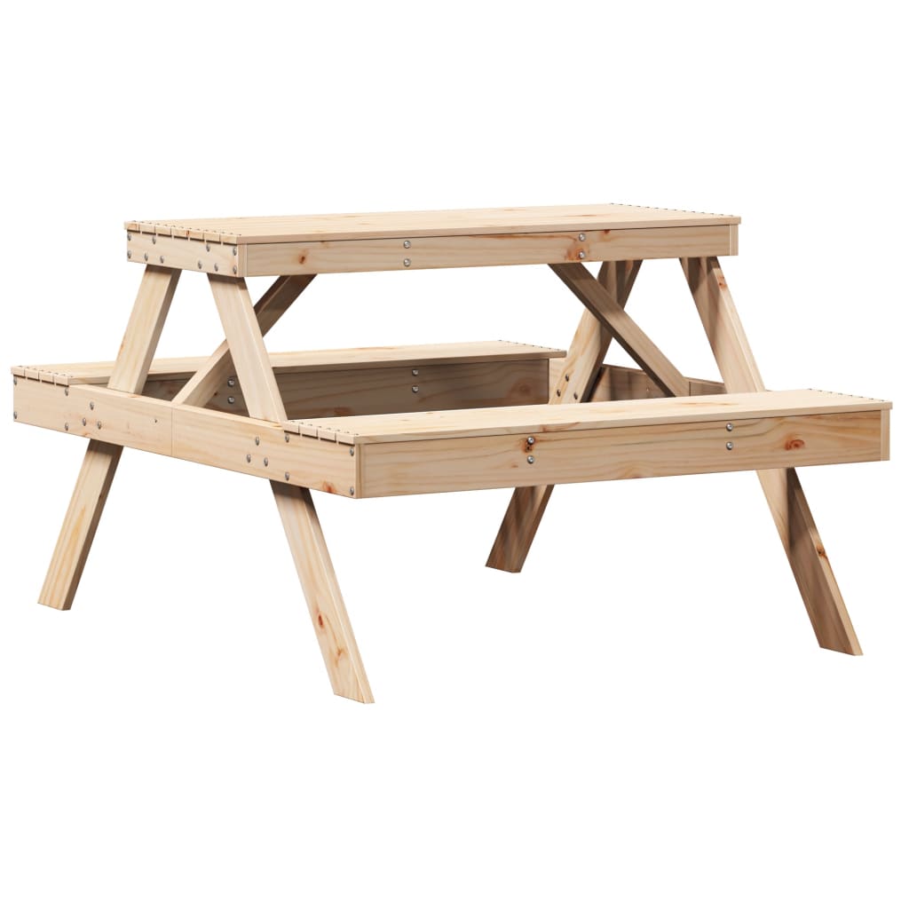 vidaXL Tavolo da Picnic 105x134x75 cm in Legno Massello di Pino