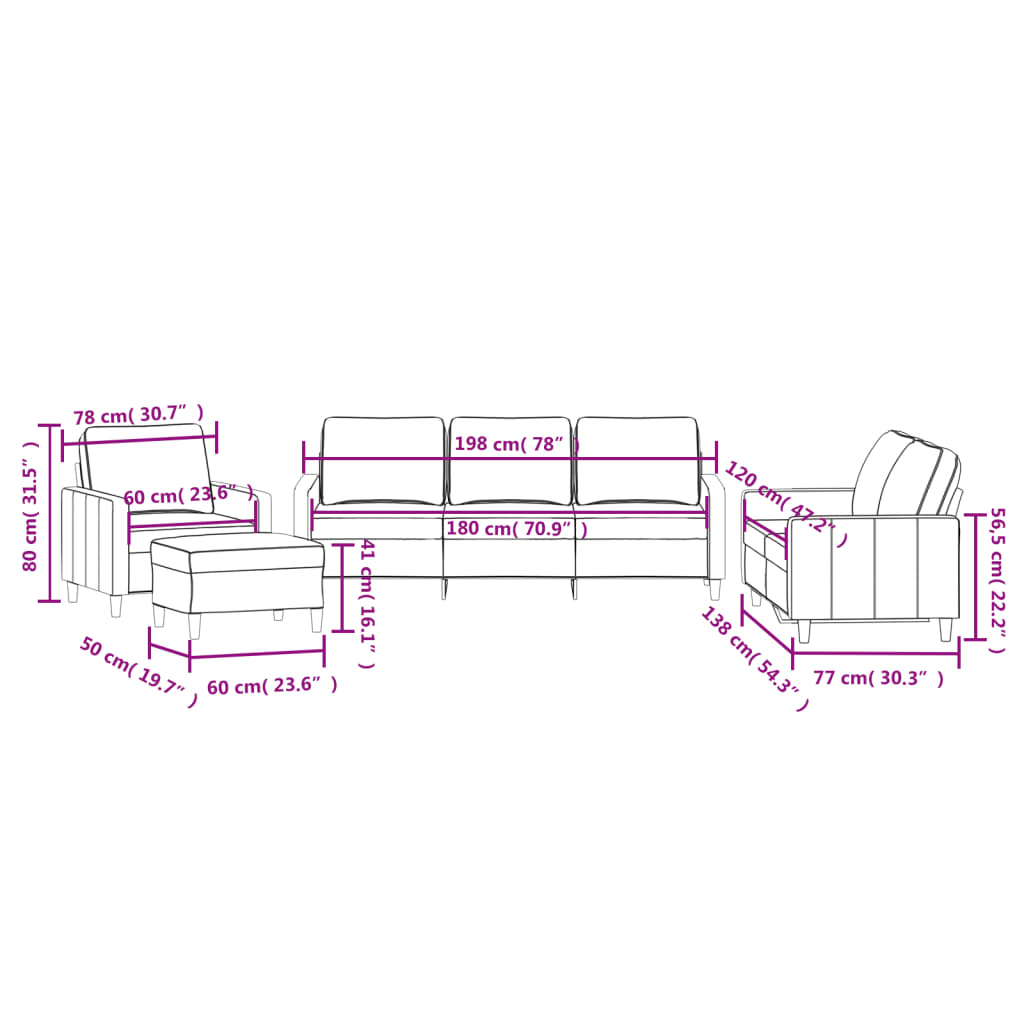 vidaXL Set di Divani 4 pz con Cuscini Rosso Vino in Velluto