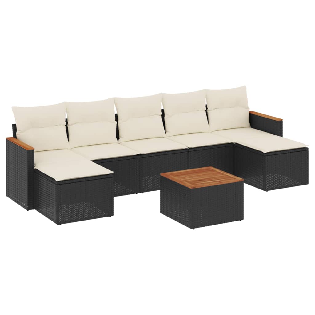 vidaXL Set Divani da Giardino con Cuscini 8 pz Nero in Polyrattan