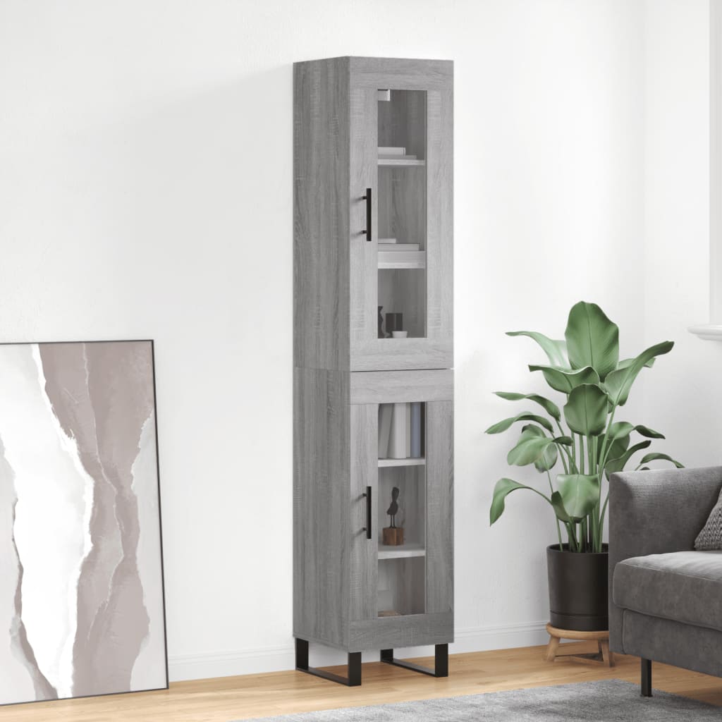 vidaXL Credenza Grigio Sonoma 34,5x34x180 cm in Legno Multistrato