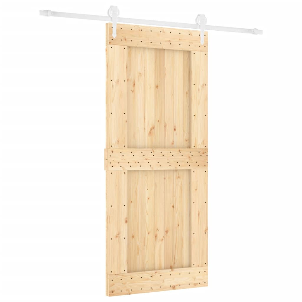 vidaXL Porta Scorrevole con Set Hardware 90x210 cm Legno Massello Pino