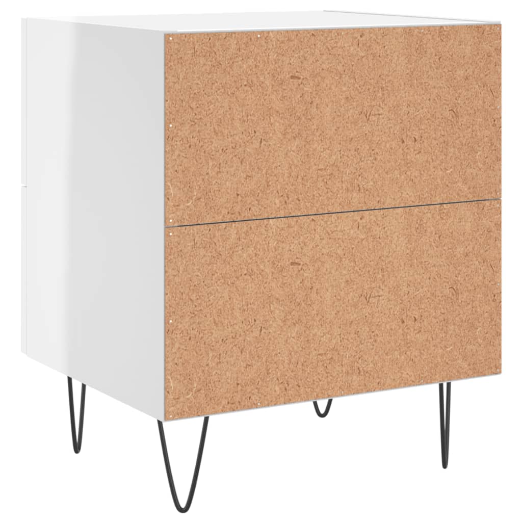 vidaXL Comodino Bianco Lucido 40x35x47,5 cm in Legno Multistrato