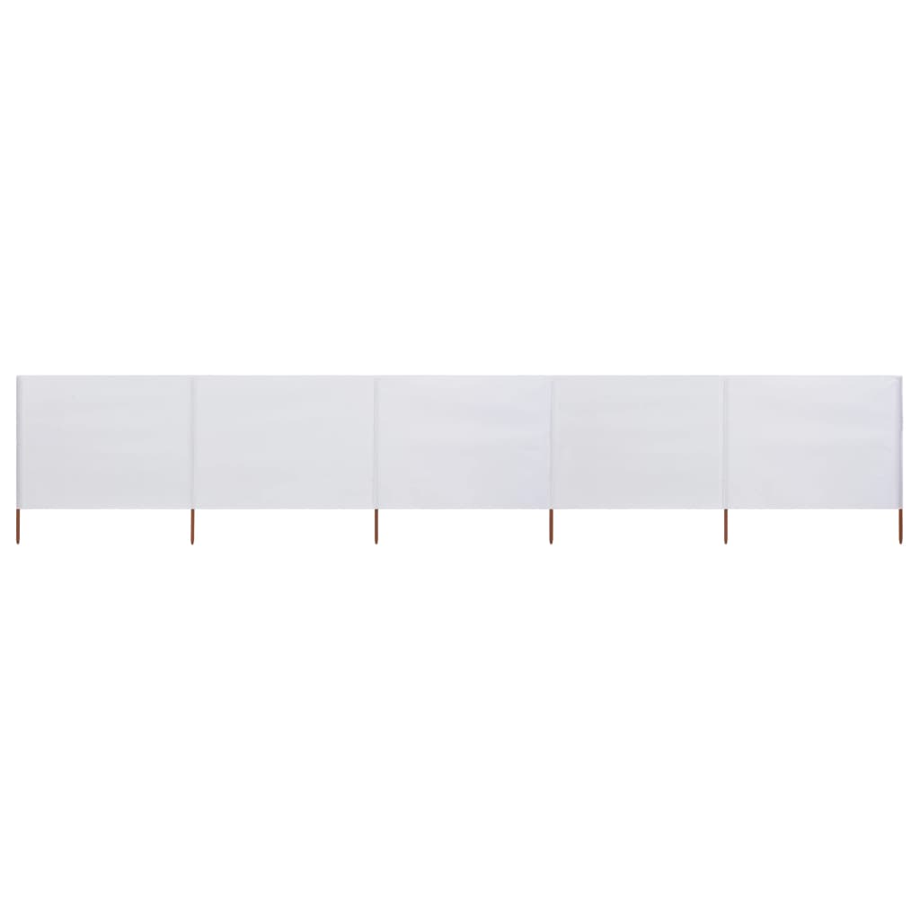 vidaXL Paravento a 5 Pannelli in Tessuto 600x160 cm Bianco Sabbia