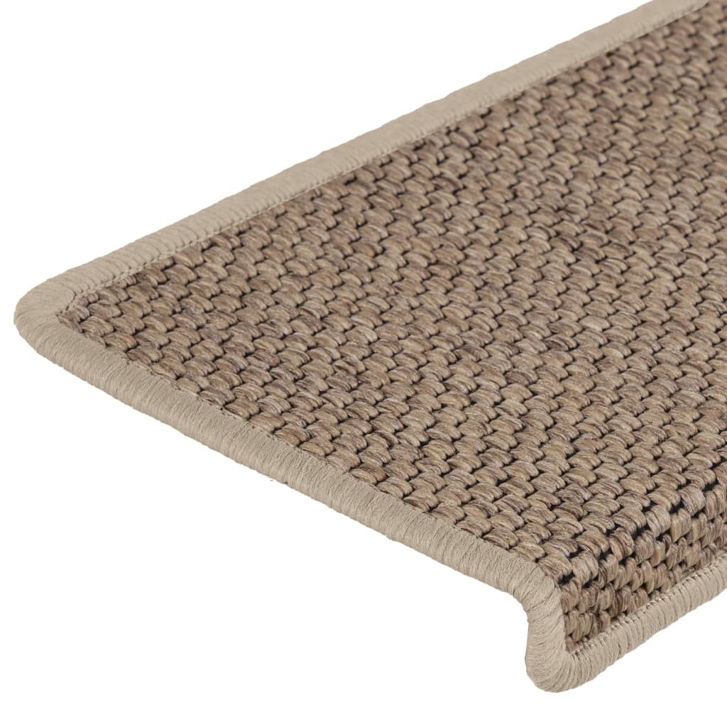 vidaXL Tappeti Autoadesivi Scale Aspetto Sisal 15 pz 65x21x4 cm Sabbia