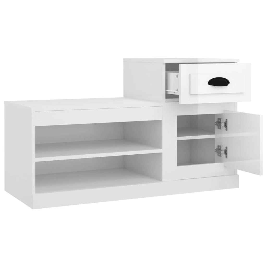 vidaXL Scarpiera Bianco Lucido 100x42x60 cm in Legno Multistrato