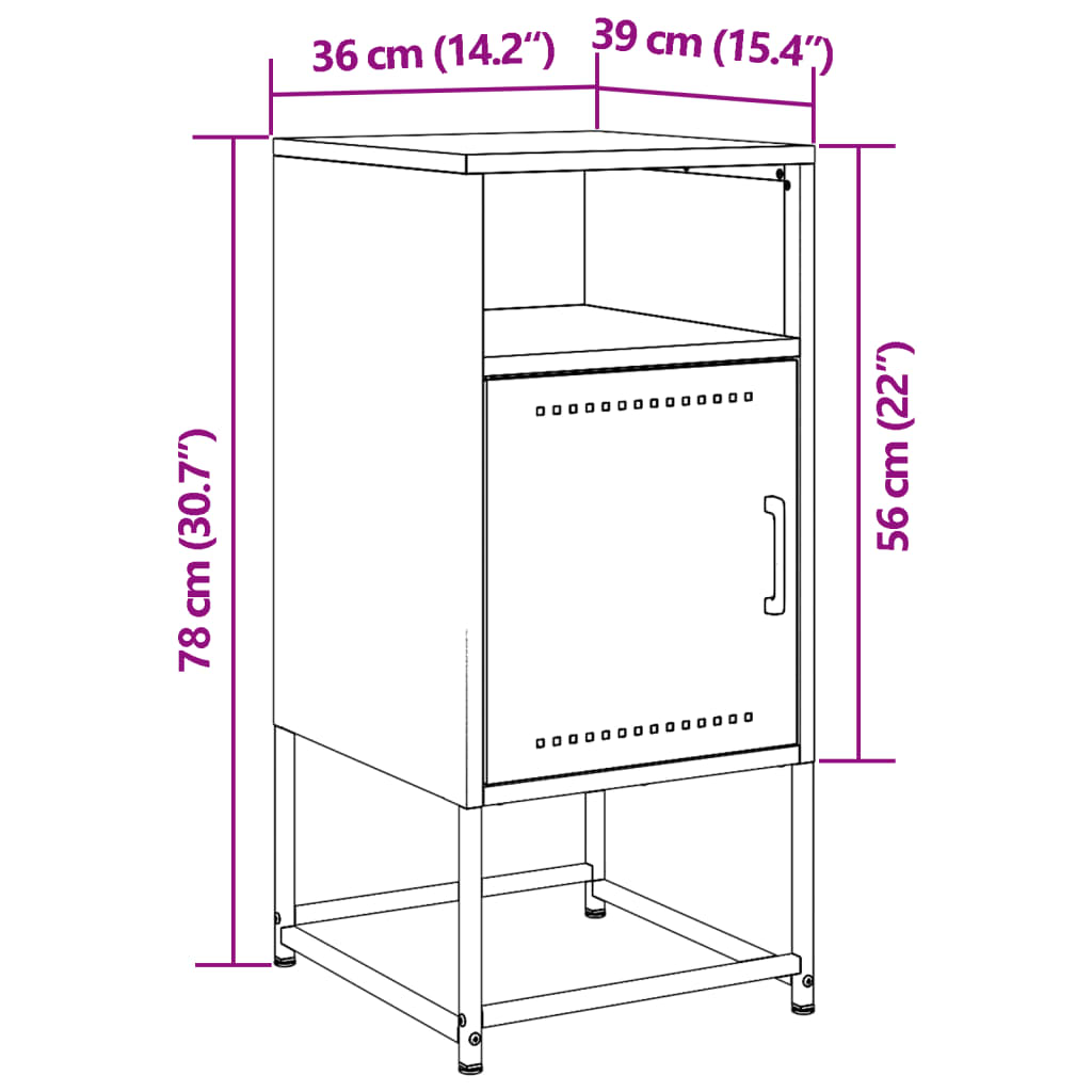 vidaXL Comodino Rosa 36x39x78 cm in Acciaio