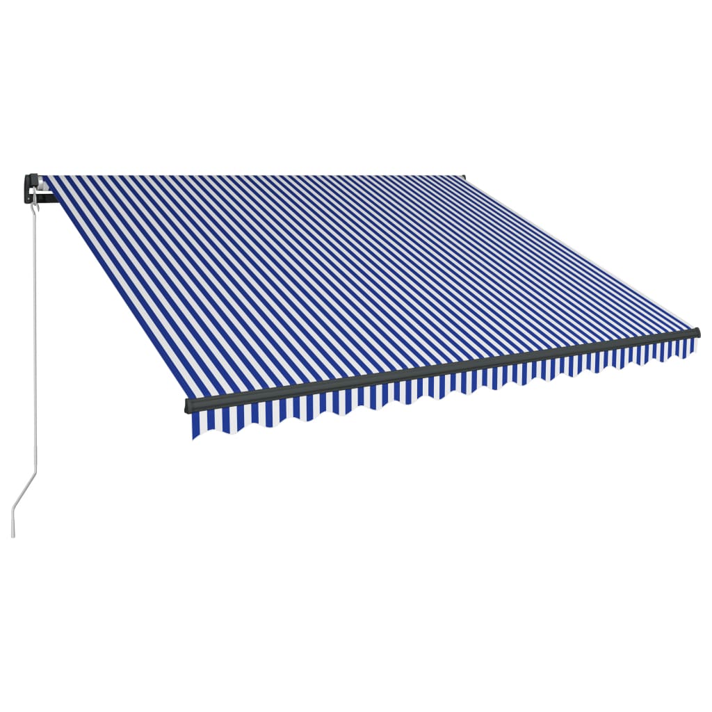vidaXL Tenda da Sole Retrattile Manuale con LED 450x300cm Blu e Bianco