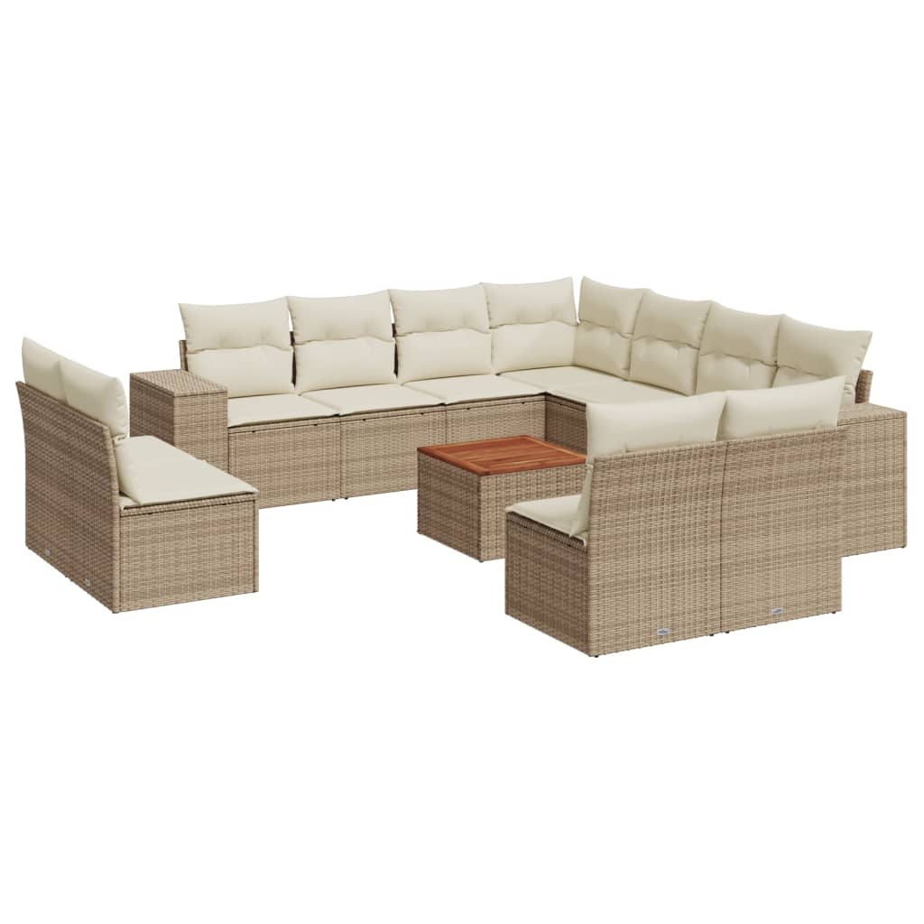 vidaXL Set Divani da Giardino 12 pz con Cuscini Beige in Polyrattan