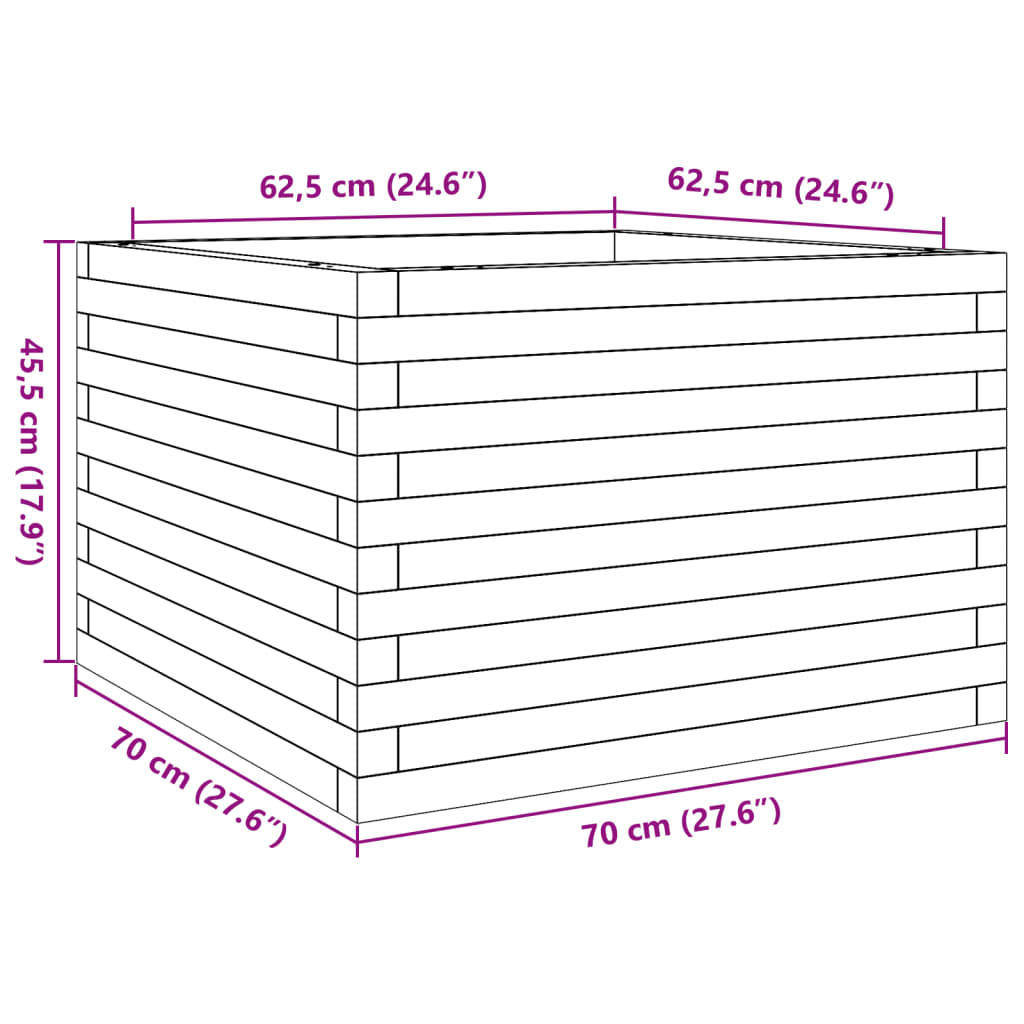 vidaXL Fioriera da Giardino 70x70x45,5 cm in Legno Massello di Douglas