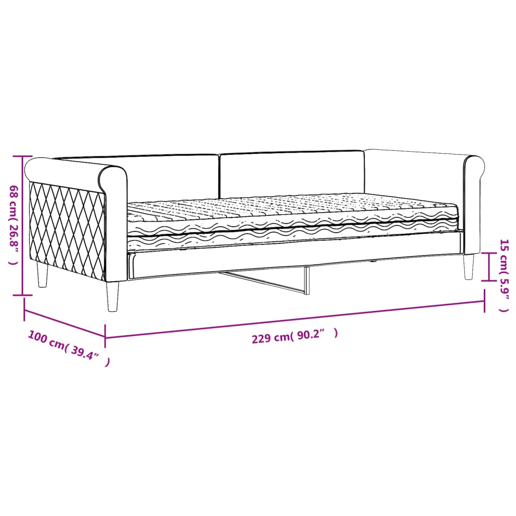 vidaXL Divano Letto con Materasso Grigio Scuro 90x200 cm in Velluto