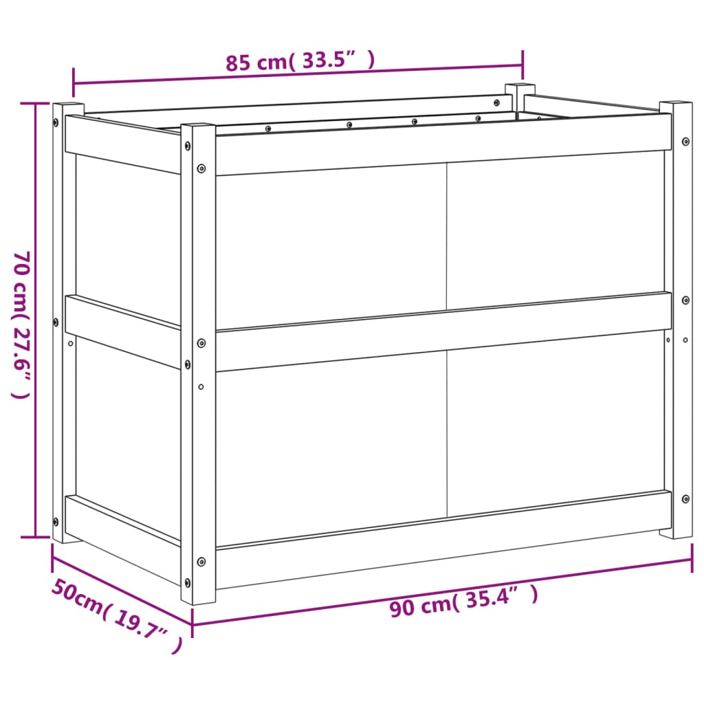 vidaXL Fioriera da Giardino 90x50x70 cm in Legno Massello di Douglas