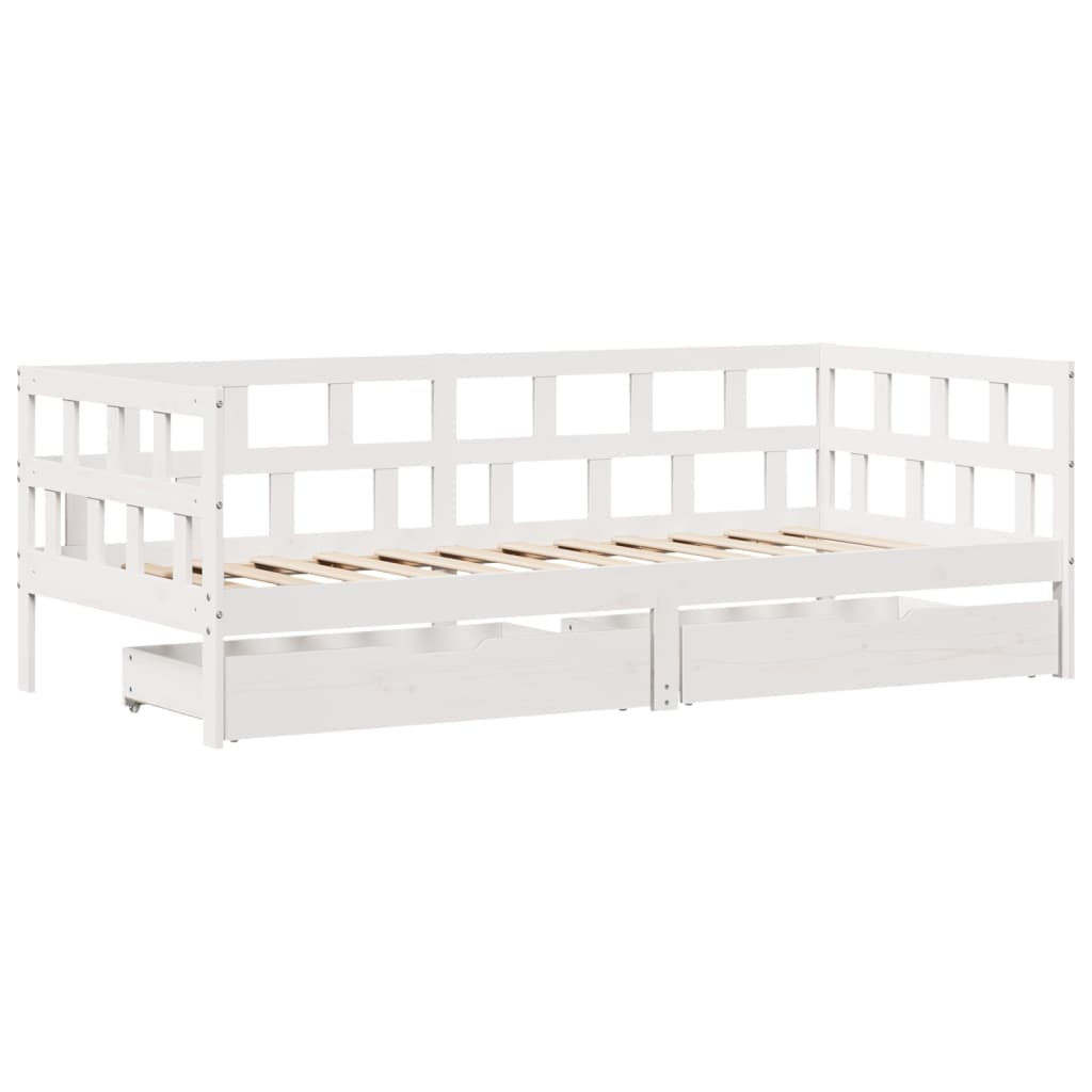 vidaXL Dormeuse con Cassetti Bianco 90x200 cm Legno Massello di Pino