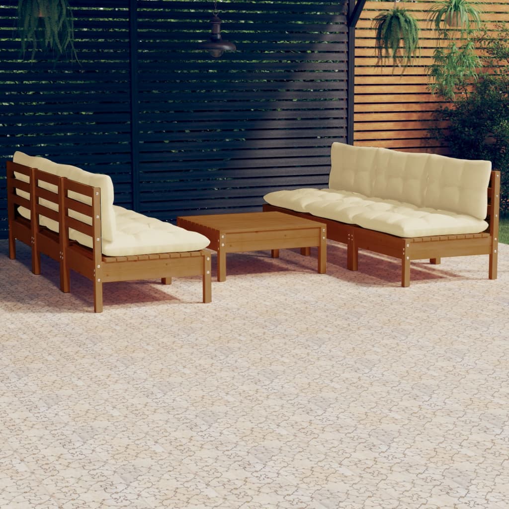 vidaxL Set Salotto da Giardino 7pz con Cuscini Crema in Legno di Pino