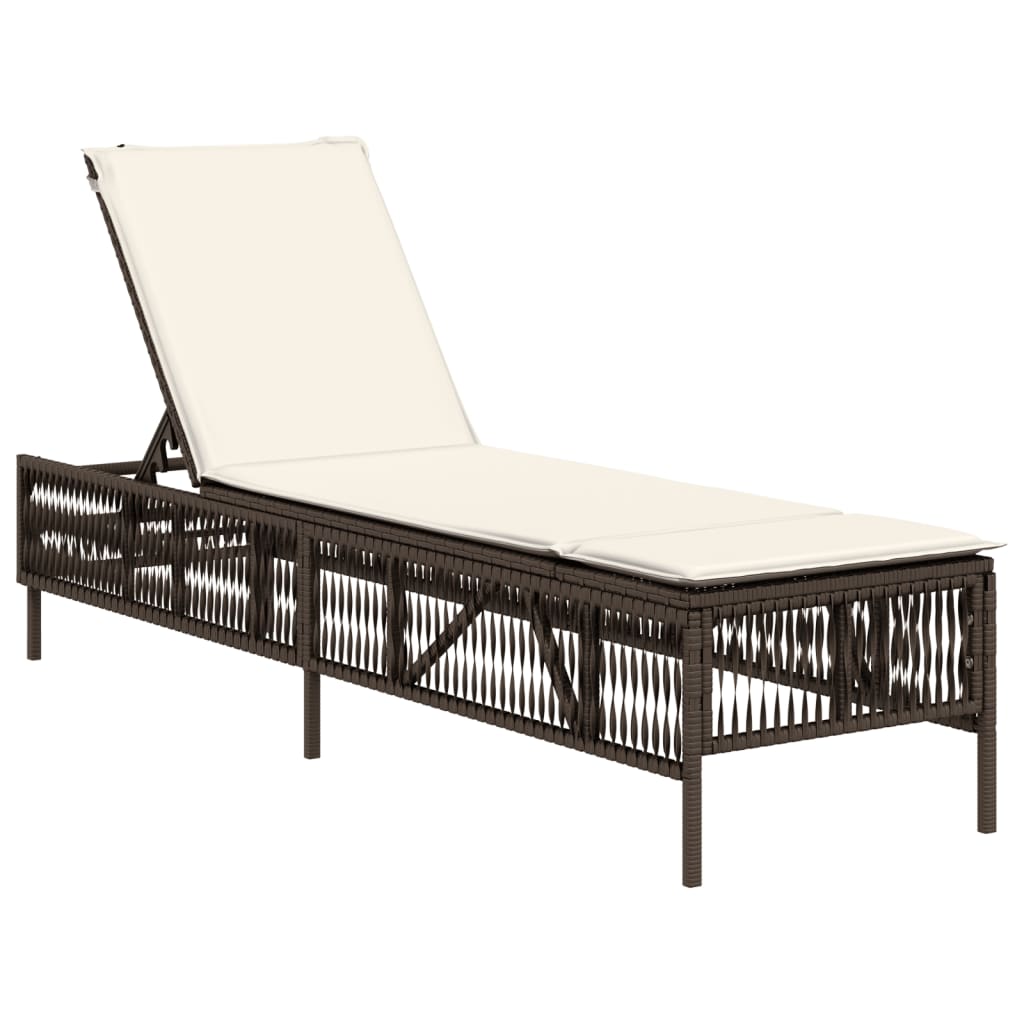 vidaXL Lettini Prendisole 2 pz con Cuscini Marrone in Polyrattan