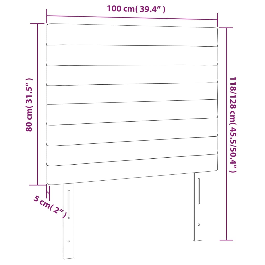 vidaXL Testiera a LED Nera 100x5x118/128 cm in Velluto