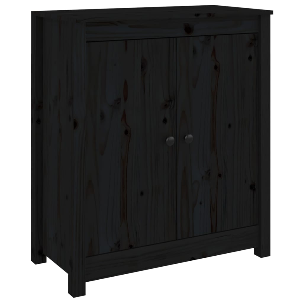 vidaXL Credenza Nera 70x35x80 cm in Legno Massello di Pino