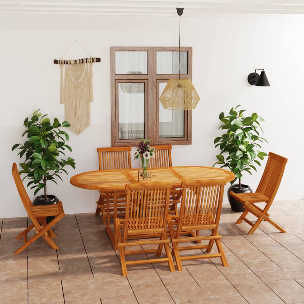 vidaXL Set da Pranzo da Giardino 7 pz in Legno Massello di Teak