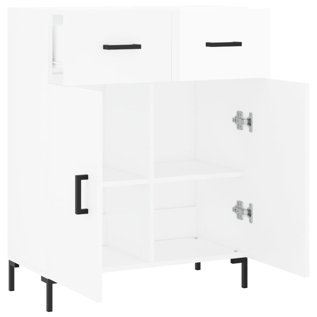 vidaXL Credenza 69,5x34x90 cm in Legno Multistrato Bianco Lucido