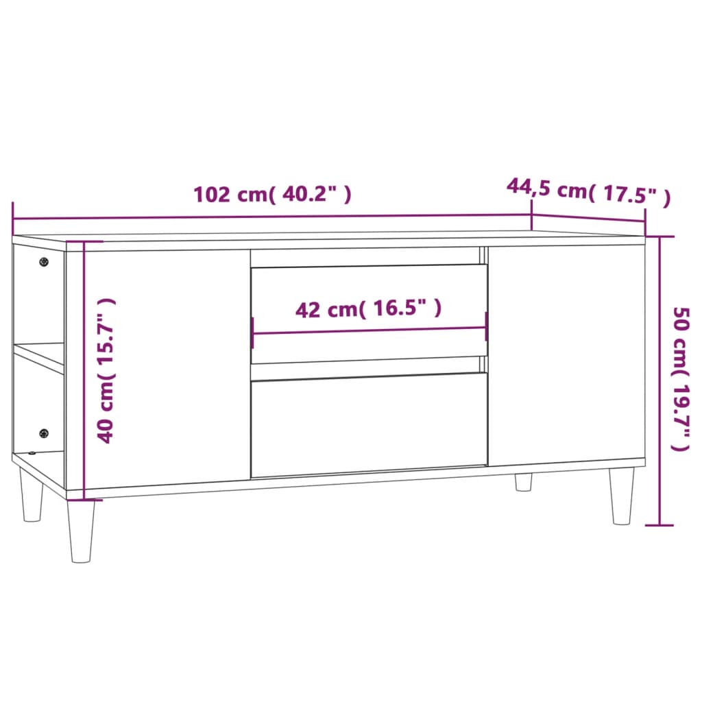 vidaXL Mobile Porta TV Grigio Sonoma 102x44,5x50 cm Legno Multistrato