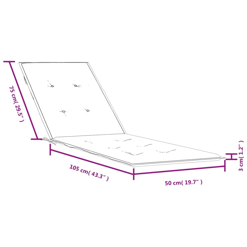 vidaXL Cuscino per Sdraio Rosso Vino Mélange (75+105)x50x3 Tessuto