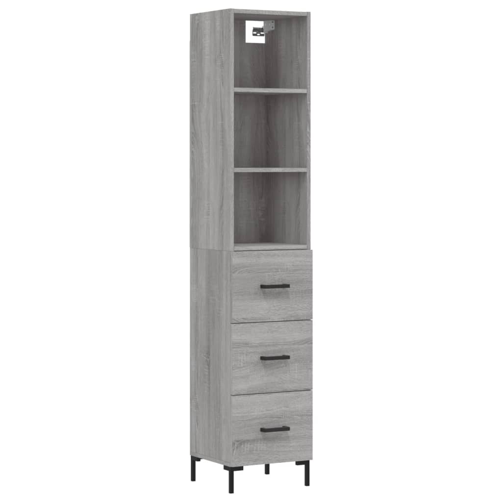 vidaXL Credenza Grigio Sonoma 34,5x34x180 cm in Legno Multistrato