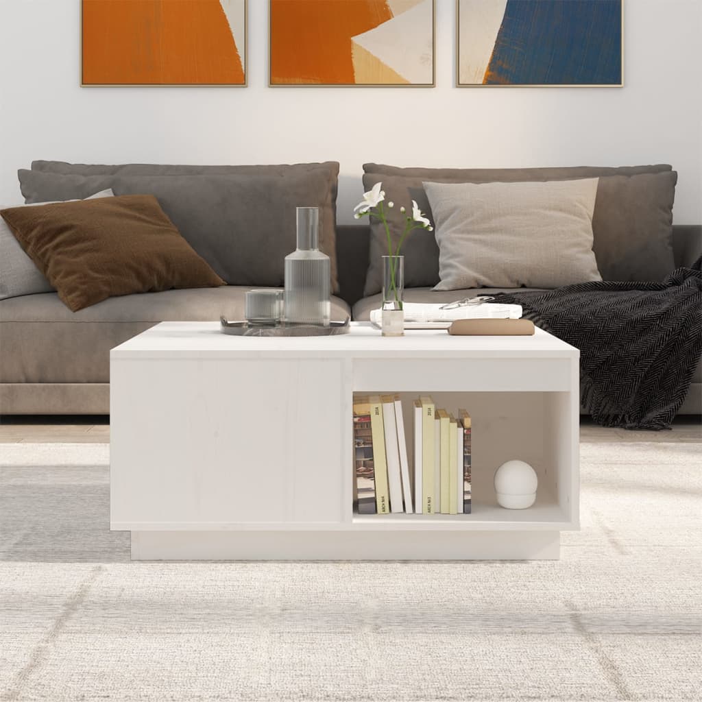 vidaXL Tavolino da Salotto Bianco 80x81x36,5 cm Legno Massello di Pino