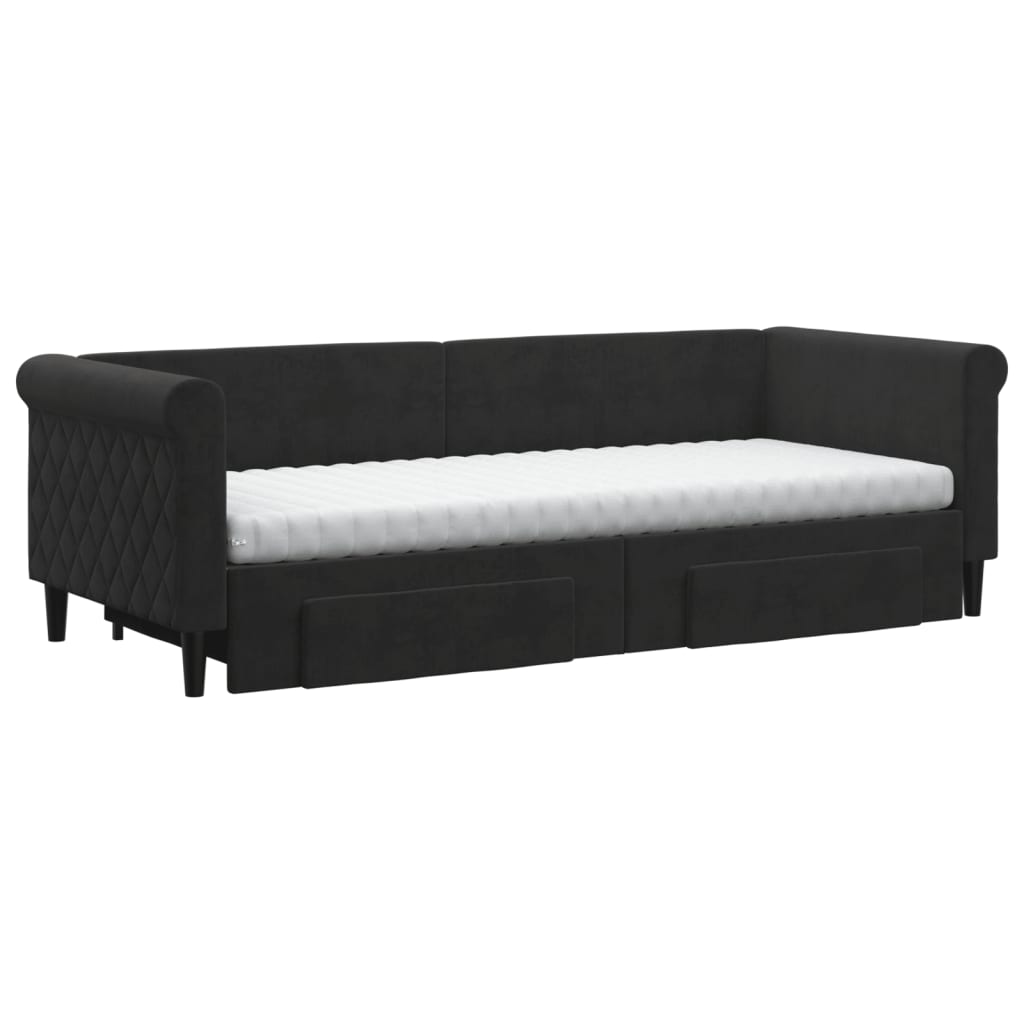 vidaXL Divano Letto Estraibile con Cassetti Nero 80x200 cm in Velluto