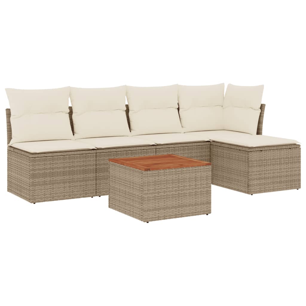 vidaXL Set Divano da Giardino 6 pz con Cuscini Beige in Polyrattan