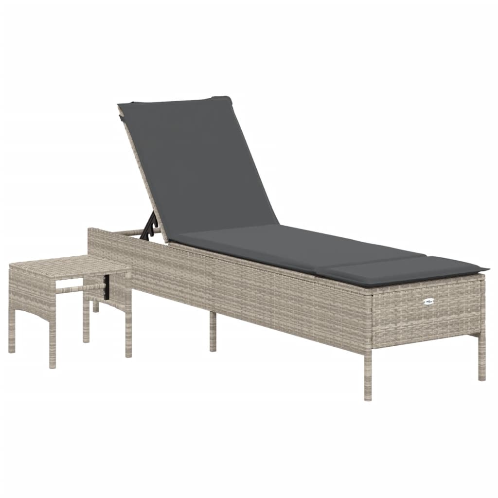 vidaXL Set Lettini Prendisole con Cuscini 3pz Grigio Chiaro Polyrattan