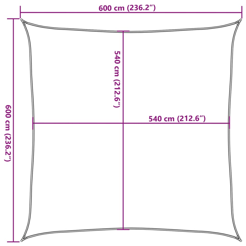 vidaXL Vela Parasole 160 g/m² Quadrata Sabbia 6x6 m in HDPE