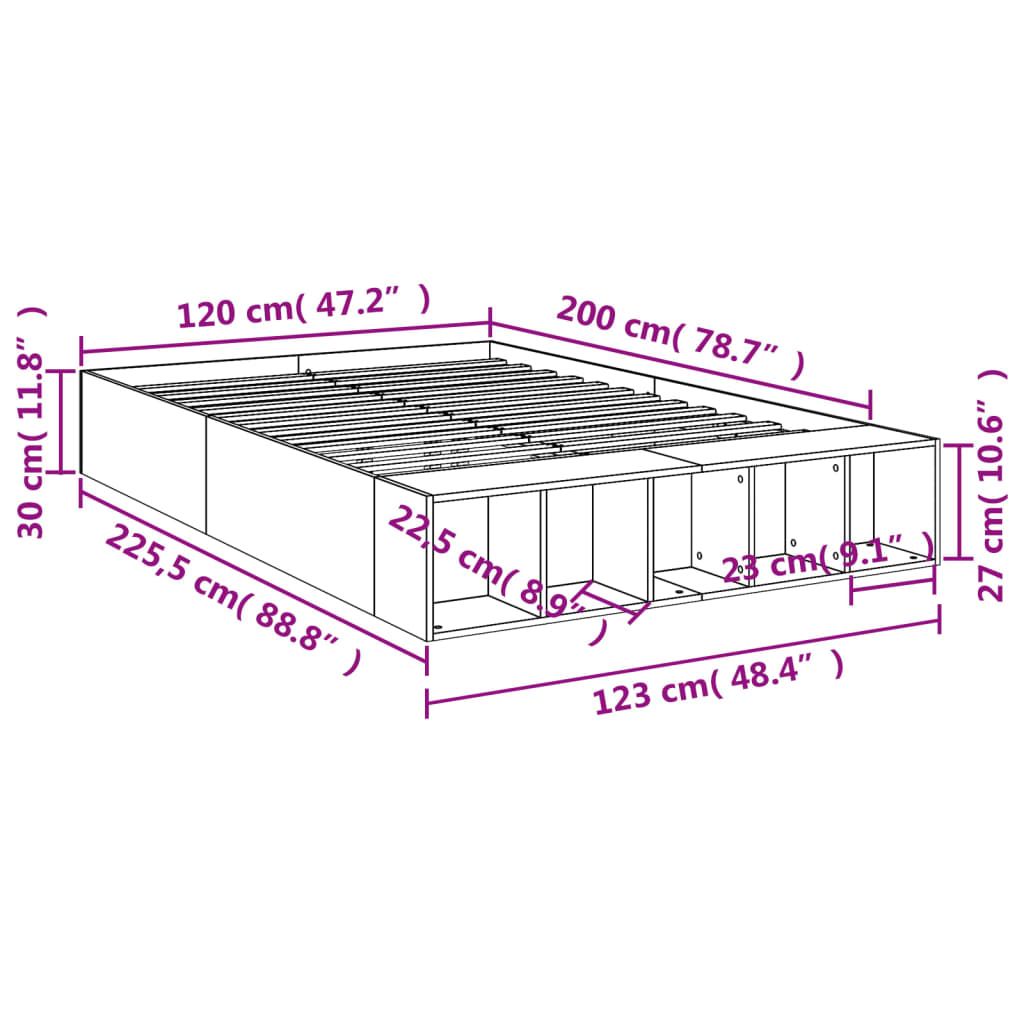 vidaXL Giroletto Rovere Fumo 120x200 cm in Legno Multistrato