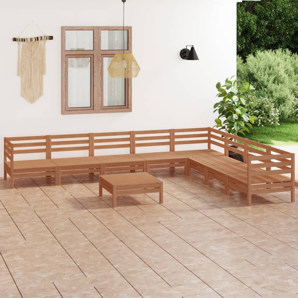 vidaXL Set Salotto da Giardino 9 pz in Legno Massello di Pino ambra