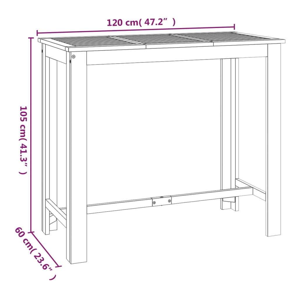 vidaXL Set da Bar da Giardino 7 pz in Legno Massello di Acacia