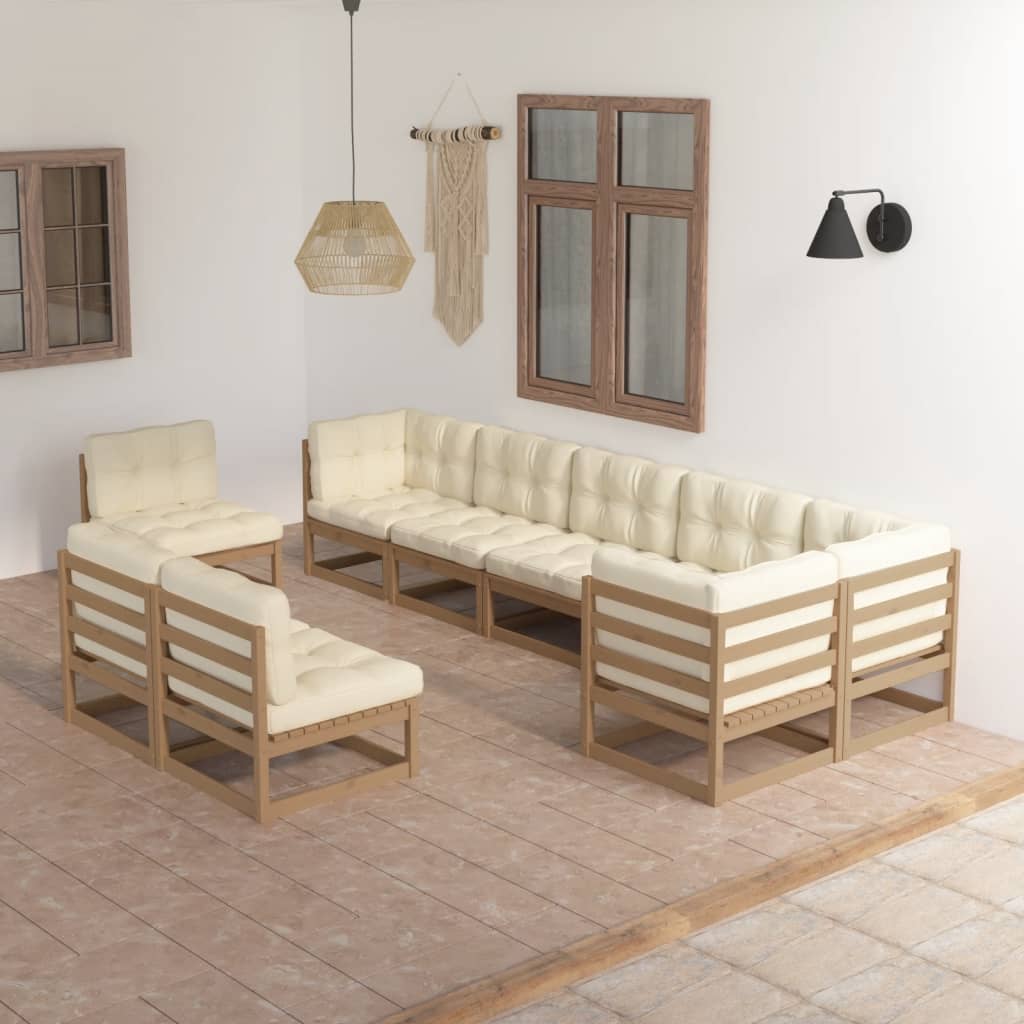 vidaXL Set Salotto Giardino 9 pz con Cuscini in Legno Massello di Pino